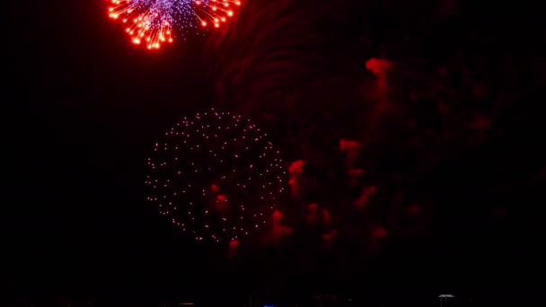Красочные фейерверки на Дне города — стоковое видео
