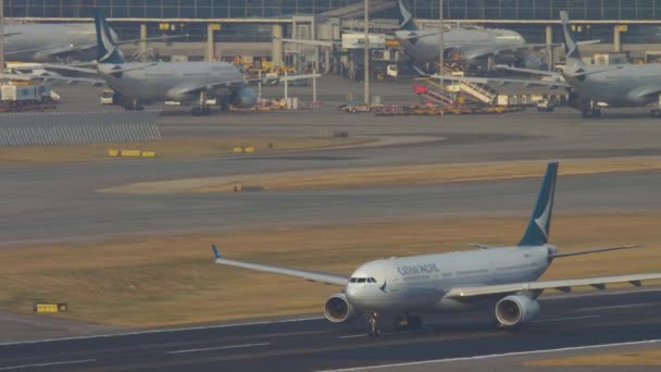 A330 airliner accelerating before taking off — Stock Video