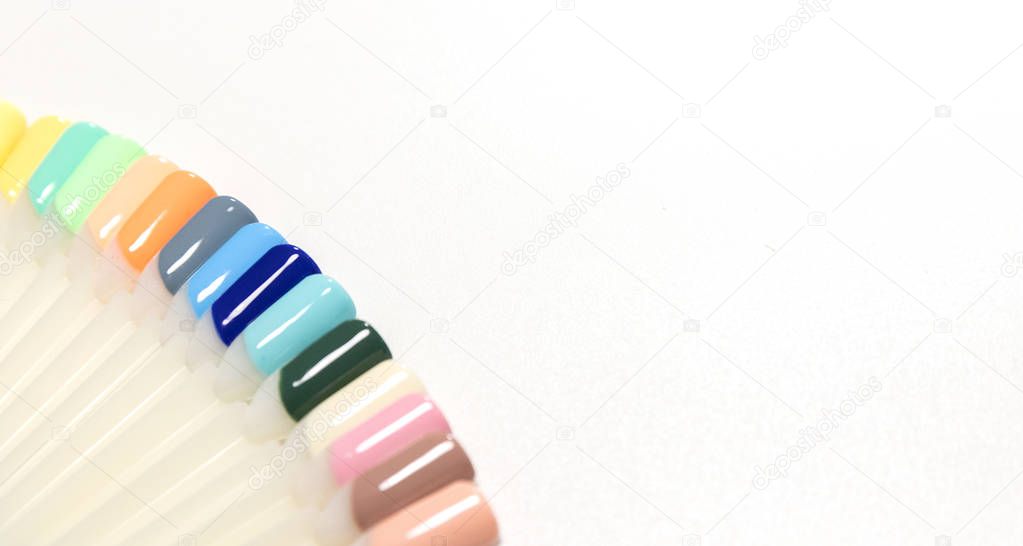 Nail Polish Palette. Background. Isolated Copy Space