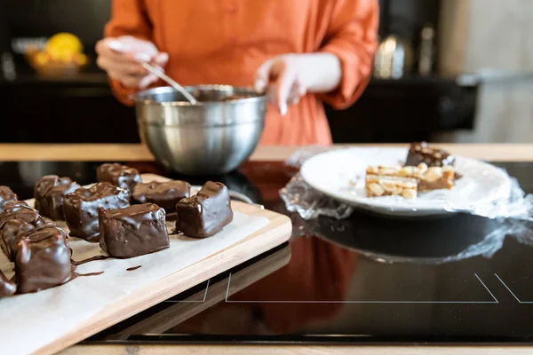 Peanut Bar Cooking Process in Chocolate Glaze