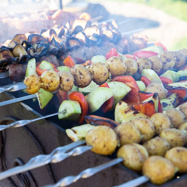 Şişlerde Sebzeli Et. B-B-Q. Yaz Konsepti