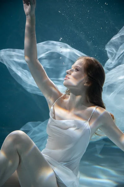 Beautiful Young Woman Posing Water Portrait Stock Photo