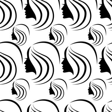 Vektör Dikişsiz desen çizimi güzel saçlı kadın üzerinden 