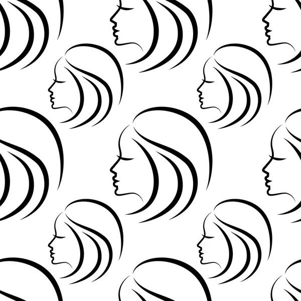 Vector Seamless Pattern Illustration Woman Beautiful Hair — Stock Vector
