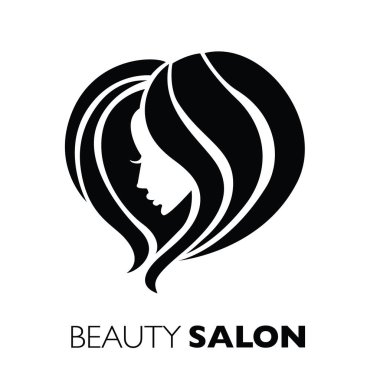  -Güzel saçlı kadın resmi güzellik salonları için bir logo olarak kullanılan / spa