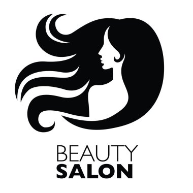  -Güzel saçlı kadın resmi güzellik salonları için bir logo olarak kullanılan / spa