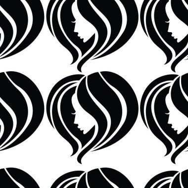 Vektör Dikişsiz desen çizimi güzel saçlı kadın üzerinden 