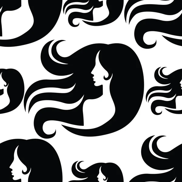 矢量无缝模式的女性与美丽的头发的插图 — 图库矢量图片