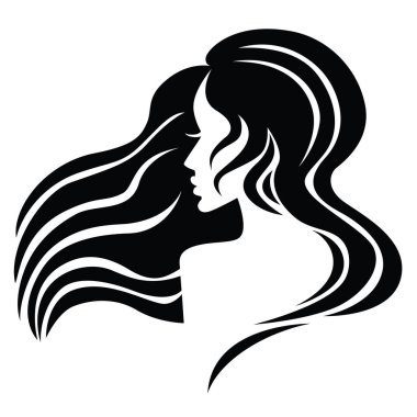  -Güzel saçlı kadın resmi güzellik salonları için bir logo olarak kullanılan / spa