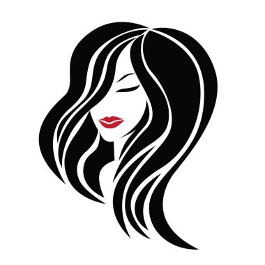  -Güzel saçlı kadın resmi güzellik salonları için bir logo olarak kullanılan / spa