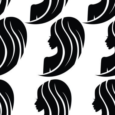 Vektör Dikişsiz desen çizimi güzel saçlı kadın üzerinden 