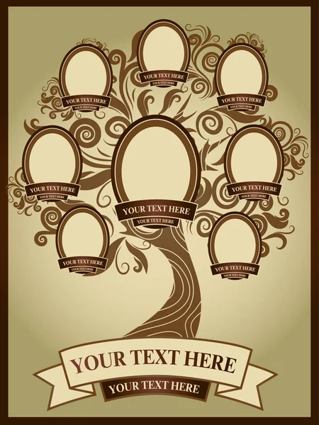 Vector Illustration Family Tree Genealogy Template — Stock Vector