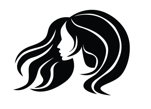 Güzel Saçlı Kadın Resmi Güzellik Salonları Için Bir Logo Olarak — Stok Vektör