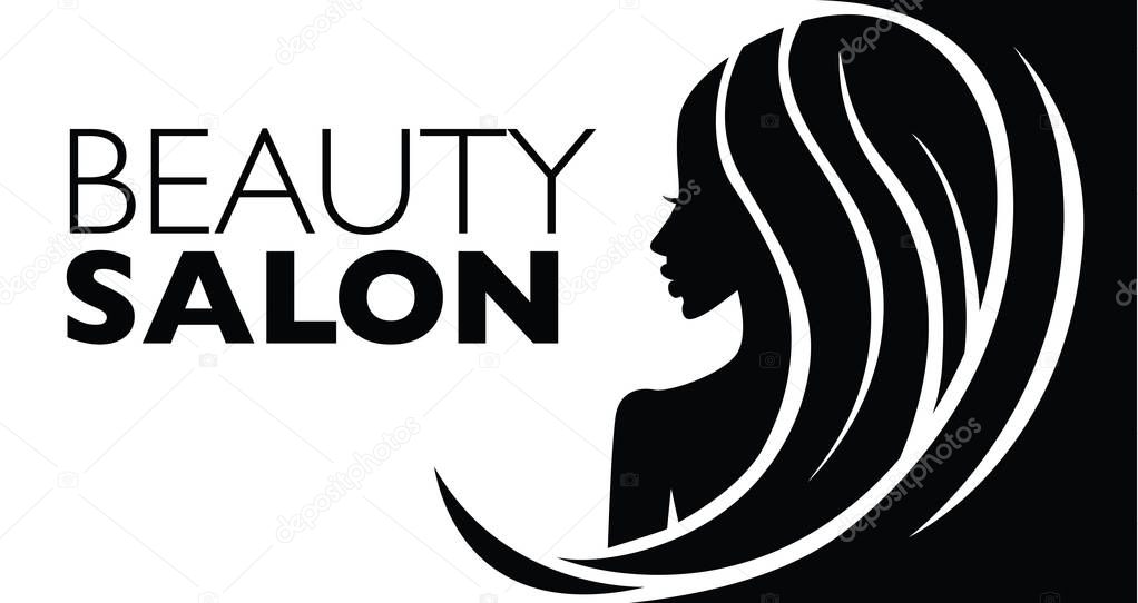 Illustration of woman with beautiful hair. Background. Can be used for beauty salon