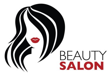  -Güzel saçlı kadın resmi güzellik salonları için bir logo olarak kullanılan / spa