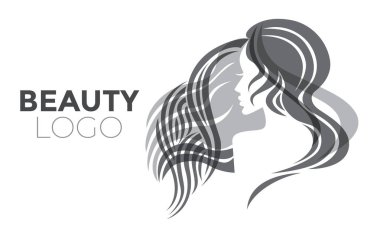  -Güzel saçlı kadın resmi güzellik salonları için bir logo olarak kullanılan / spa