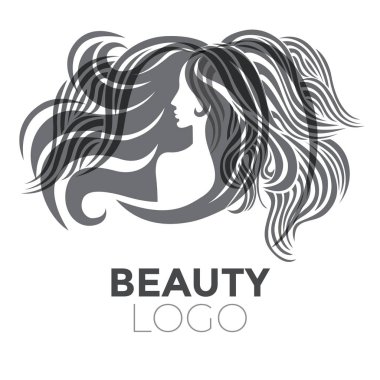  -Güzel saçlı kadın resmi güzellik salonları için bir logo olarak kullanılan / spa