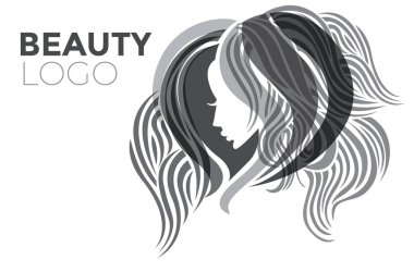  -Güzel saçlı kadın resmi güzellik salonları için bir logo olarak kullanılan / spa