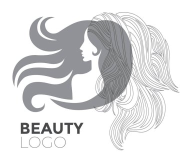  -Güzel saçlı kadın resmi güzellik salonları için bir logo olarak kullanılan / spa