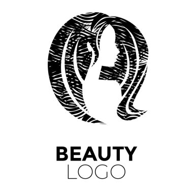  -Güzel saçlı kadın resmi güzellik salonları için bir logo olarak kullanılan / spa