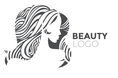  -Güzel saçlı kadın resmi güzellik salonları için bir logo olarak kullanılan / spa