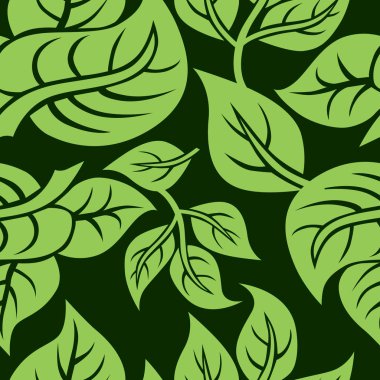 Vektör sorunsuz çiçek desenle yapraklar. Bitki arka plan