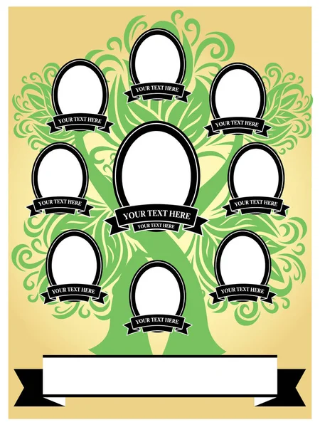 Vector Illustration Family Tree Genealogy Template — Stock Vector