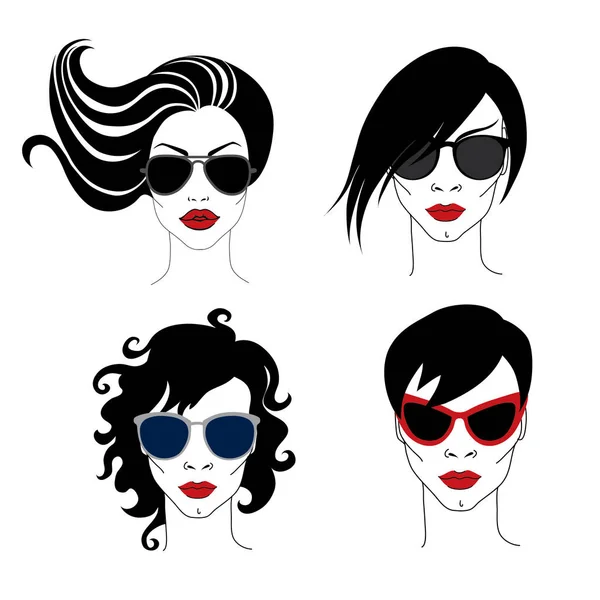 Ilustración Mujer Con Cabello Hermoso Gafas Sol Puede Utilizar Como — Vector de stock