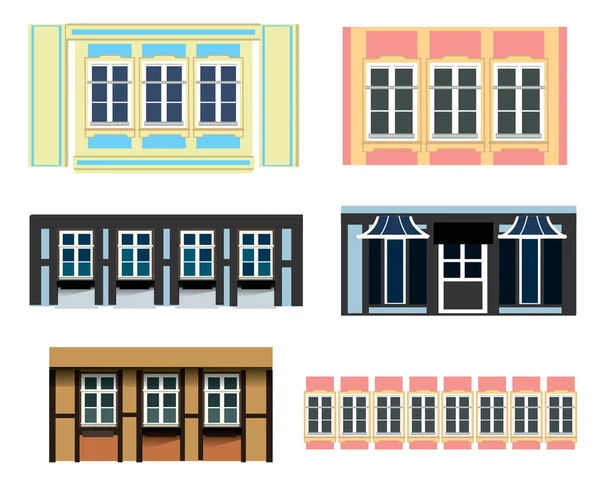 Vector Set Architecture Details Illustrations German Thalf Timbered House Small — Stock Vector