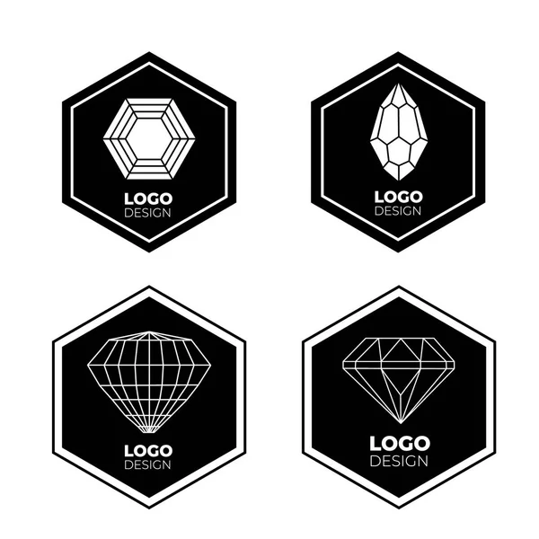 Vector Logo Design Elements Set Diamond — Stock Vector