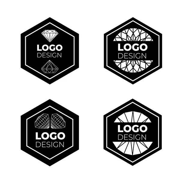 Conjunto Elementos Diseño Logotipo Vectorial Diamante — Vector de stock