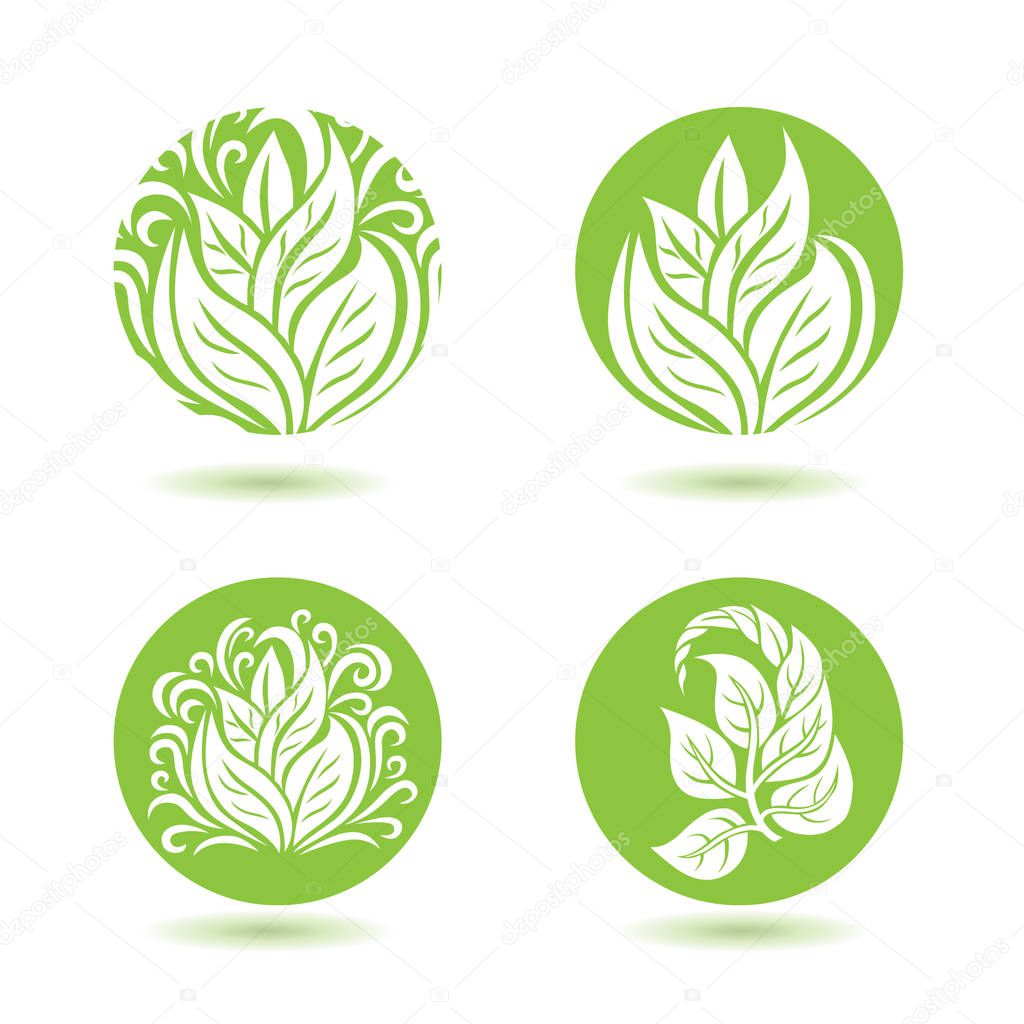 Vector stylish floral logo - natural design elements