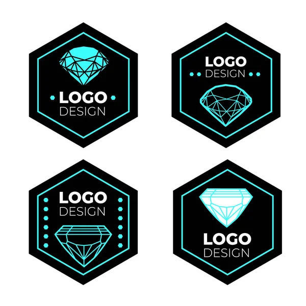 Vector Logo Design Elements Set Diamond — Stock Vector