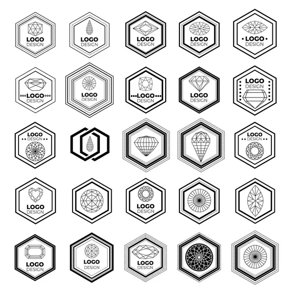 Set Elementi Design Logo Vettoriale Diamante — Vettoriale Stock