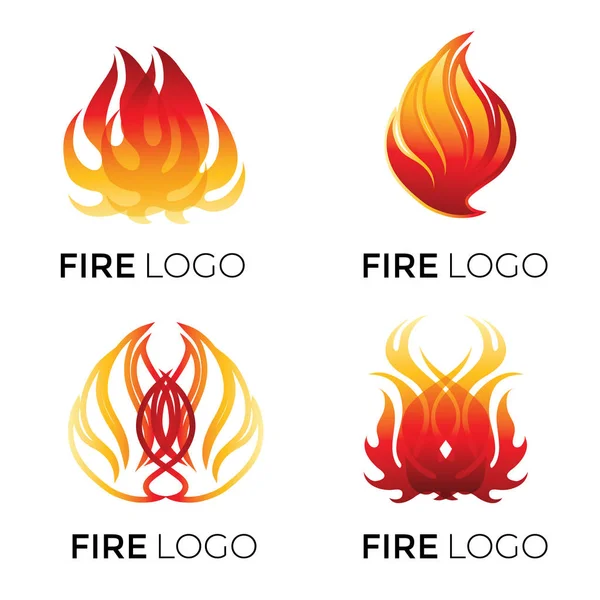 Conjunto Logotipos Abstratos Vetoriais Fogo — Vetor de Stock