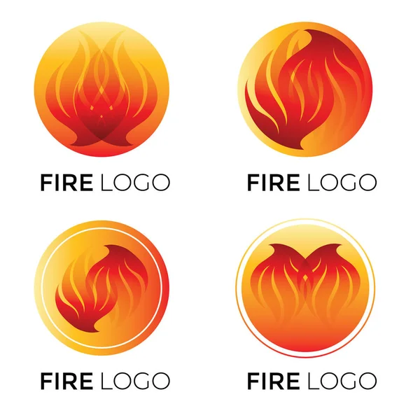 Conjunto Logotipos Abstratos Vetoriais Fogo — Vetor de Stock