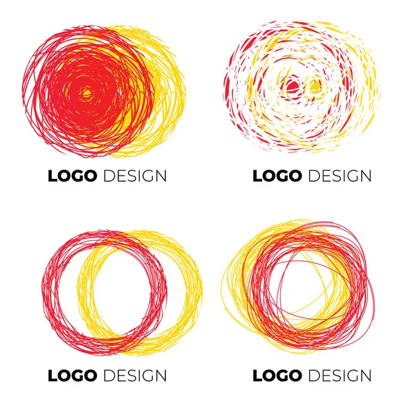 Ensemble Logotypes Abstraits Vectoriels Main Levée Soleil — Image vectorielle