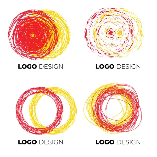 ベクトル フリーハンド抽象的なロゴ 太陽のセット — ストックベクタ