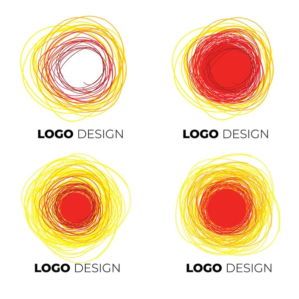 ベクトル フリーハンド抽象的なロゴ 太陽のセット — ストックベクタ
