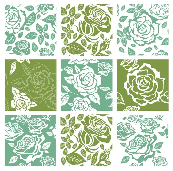 Vector Set Floral Leafs Seamless Patterns — Stock Vector