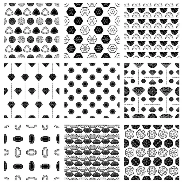 Conjunto Vectorial Patrones Sin Costura Elementos Diseño Diamantes Azulejos Patrón — Archivo Imágenes Vectoriales