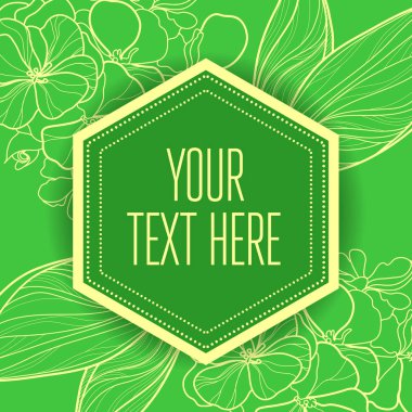 Vektör şık vintage çiçek yeşil arka plan - tasarım öğeleri davetiye, tebrik kartları için kullanılabilir. Çerçeve çiçek