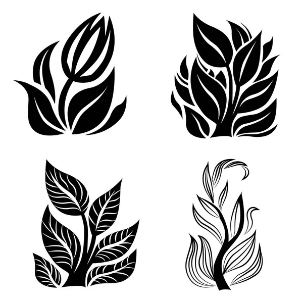 Floral, éléments de conception de feuilles — Image vectorielle