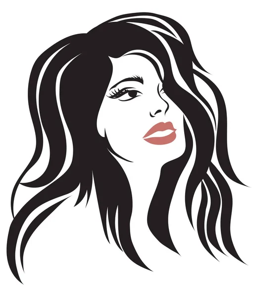 Uzun Saçlı Kadın Illüstrasyonları Güzellik Logosu Saç Şekillendirme — Stok Vektör