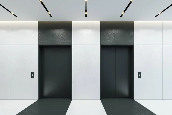 Σύγχρονα Ασανσέρ Κλειστές Πόρτες Στο Λόμπι Γραφείο — Φωτογραφία Αρχείου