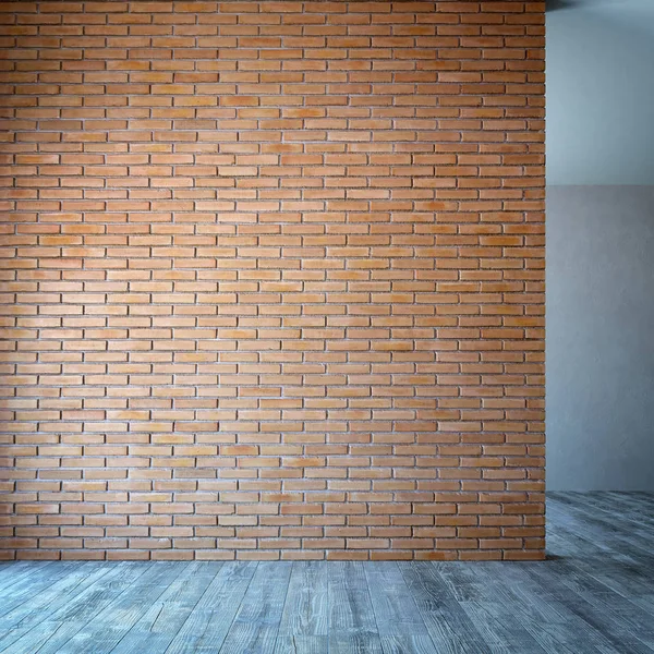 Empty Room Brick Wall Rendering — Stock Photo, Image