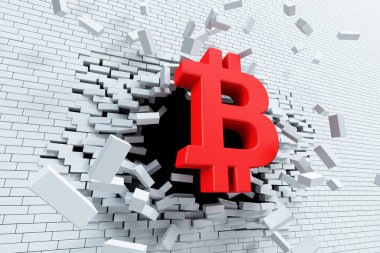 bitcoin, 3d render kavramı patlayıcı büyüme