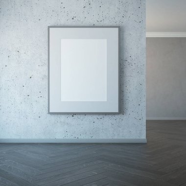 boş resim duvarda, 3d render