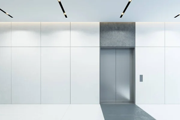 Ascensore Moderno Con Porte Chiuse Nella Hall Dell Ufficio Rendering — Foto Stock