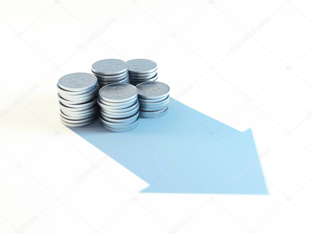 growing stack of coins for finance and banking concept, 3d rendering
